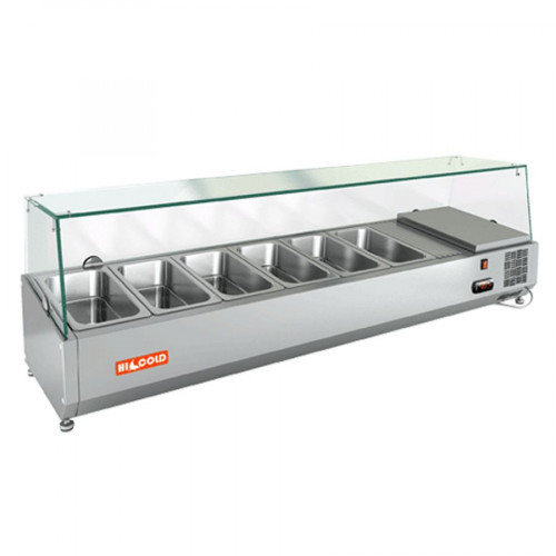 VRX 1500 1/3 витрина охл.настольная, со стеклом, 1500х385х459 мм, HICOLD RUS