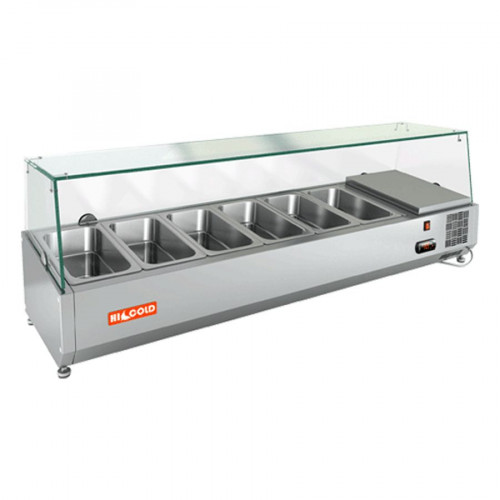 VRX 1400 1/3 витрина охл.настольная, со стеклом, 1400х385х459 мм, HICOLD RUS