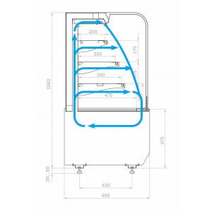 Витрина холодильная Полюс KR70 VM 0,6-2 STANDARD открытая, горка (9005)
