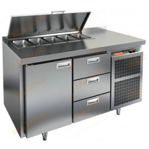 SL1-13GN (1/3) стол для салатов  охл.(+2+10), 1 дверь, 3 ящика, 1390х700х850мм, HICOLD RUS
