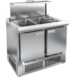 SLE3-11GN С КРЫШКОЙ стол для салатов, охл. (+2+10), 2 двери, 1000х700х850мм, ниж.распол.агрегата