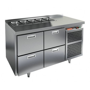 SL1-22GN (1/3) БЕЗ КРЫШКИ стол для салатов охл.(+2+10),4 ящика, 1390х700х850мм, HICOLD RUS