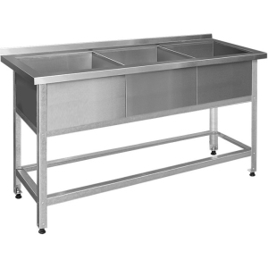 Ванна моечная Финист ВМЛ-3(1500х600х850) 2 отверстия для смесителя, борт