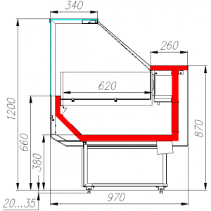 Витрина морозильная Carboma GC95 SL 1,2-1 (ВХСн-1,2 Carboma GC95) (цвет по схеме) 0011-9006