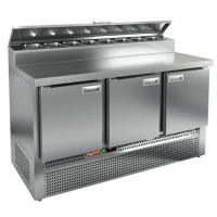 PZE2-111/GN (1/6H) стол для пиццы охл.(+2+10), 3 двери, 1485х700х850мм, ниж.распол.агрегата